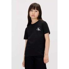 Calvin Klein Unisex Çocuk Chest Monologo Ss T-Shirt - Siyah