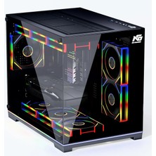 Next Gaming Orion Neon 6x Argb Fan Kumanda ve Kontrolcü Micro Atx Boş Bilgisayar Kasası Siyah