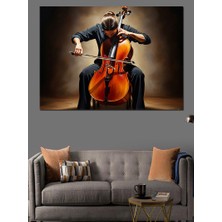 Artmeg Klasik Müzik Icra Eden Çellist Tablosu Dekoratif Kanvas - Mdf Ahşap Tablo