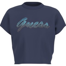Guess Kadın Jersey Regular Fit T-Shirt - Lacivert