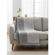 My Evilla Antrasit Gümüş Gri Koltuk Örtüsü Kanepe Için Kaymaz Tabanlı Şık Dokulu Saçaklı Modern Salon Örtüsü 170X220CM