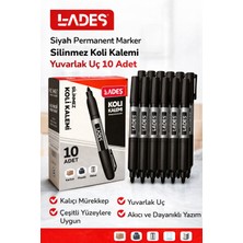 Dukkanıum Lades Siyah Permanent Marker Silinmez Koli Kalemi Yuvarlak Uç 10 Adet