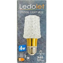 Ledolet 4W Kristal LED Ampul E27 -Sarı Işık Dekoratif Crystal Vase Tasarım 3000K