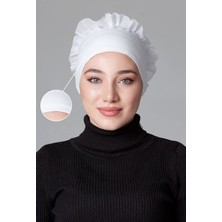Nanak Beyaz Penye Fırfırlı Kaymayan Bone
