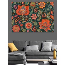 Artmeg Geleneksel Çini ve Çiçek Desenleri Dekoratif Kanvas - Mdf Ahşap Tablo