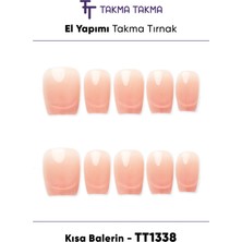 Takma Takma 10'lu Ten Rengi TT1338 Tekrar Kullanılabilir El Yapımı Protez Takma Tırnak Ten Rengi-L