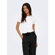 Only Onlval S/s O-Neck Top Jrs Kadın Beyaz T-Shirt - 15369240