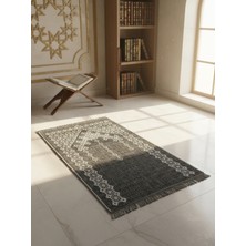 My Evilla Seccade Hafif Katlanabilir Yıkanabilir Namazlık Şık Motifli Çeyizlik ve Hediyelik Antrasit