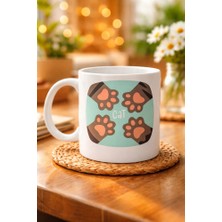 Kedi Patili Sevimli Tasarım Porselen Kupa Model 71 – Cat Yazılı, Kahve & Çay Kupası – Hayvanseverlere Özel Hediye