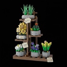 Evdekka 120 cm Ahşap Çiçeklik Standı - 100 cm Genişlik 5 Raflı Saksı Standı - Dekoratif Çiçek Rafı