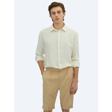 Kip Beyaz Düz Oversize Fit Dokuma Casual Pamuk Karışımlı Gömlek