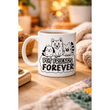 Pet Friends Forever Porselen Kupa Model 69 – Kedi & Köpek Figürlü Sevimli Tasarım, Hayvan Severlere Özel Kahve ve Çay Kupası
