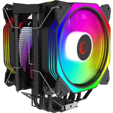 Rampage   Rampage Octagon C60 Siyah 57CFM 1800RPM 2X12CM Argb AM5/LGA1700 Uyumlu Hava Soğutmalı Cpu Fan