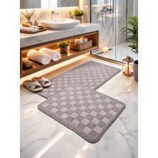 My Evilla Premium Doğal Pamuk Banyo Paspası Seti Kaymaz Dokuma Taban Ultra Yumuşak  Su Emici Yıkanabilir Lüks Banyo Halısı