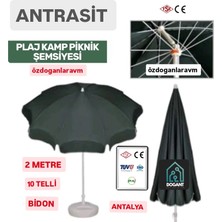 Dogant Antrasit Havuz Bahçe Balkon 2 Metre Şemsiyesi Bidonlu