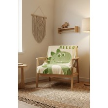 Lorvian Noletti Pamuklu Dinazor Desenli Yumuşak Bebek Battaniyesi