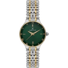Daniel Klein Orijinal Kadın/kız Kol Saati Yeni Sezon Minimal Kasa 28MM Yeşil Kadran Çift Renk Çelik Roma Rakam