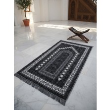 My Evilla Seccade Hafif Katlanabilir Yıkanabilir Namazlık Şık Motifli Çeyizlik ve Hediyelik Siyah-Gri