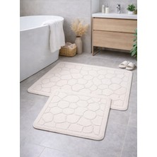 My Evilla Premium Doğal Pamuk Banyo Paspası Seti Kaymaz Dokuma Taban Ultra Yumuşak  Su Emici Yıkanabilir Lüks Banyo Halısı