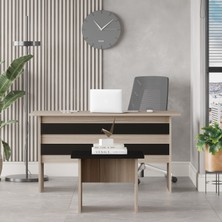 Bega Ab Ofis Masası Sehpa 2'li Ofis Büro Masa Takımı 3 Renk Meşe-Siyah Beg8-Ob