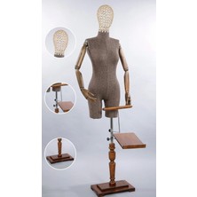 Md Vitrin Dekorasyon Ahşap Kukla Kollu Tel Kafalı Terzi Mankeni, Prova Mankeni, Vitrin Mankeni