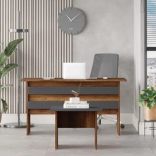 Bega Ab Ofis Masası Sehpa 2'li Ofis Büro Masa Takımı Barok-Antrasit Beg8-Ba