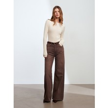 Dilvin 72295 %100 Pamuk Geniş Paça Jean-Kahve