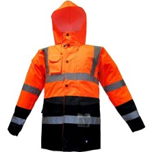 Junıor JN1014 Waterproof Fosforlu Oxford Parka Turuncu Lacivert M Beden