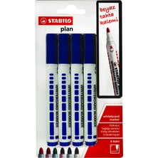 Stabilo Plan Mavi Yazı Tahtası Kalemi 4'lü Set Kokusuz ve İz Bırakmayan Özellikte