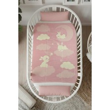 Lorvian Noletti Pamuklu Tavşan Desenli Yumuşak Bebek Battaniyesi