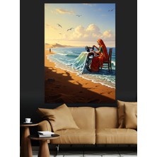 Artmeg Sahilde Terzi Kadın  Dekoratif Kanvas - Mdf Ahşap Tablo