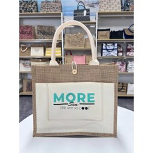 tp Buğz Sertifikalı Organik Jüt Keten Plaj Alışveriş Taşıma Çantası