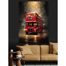 Artmeg Londra Kırmızı Çift Katlı Otobüs Dekoratif Kanvas - Mdf Ahşap Tablo