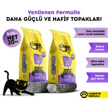 Kityus Ince Taneli Tozsuz, Topaklanan Lavanta Kokulu Bentonit Kedi Kumu 2X10kg