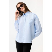 Love My Body Nakış Detaylı Gömlek Mavi 130L9972000