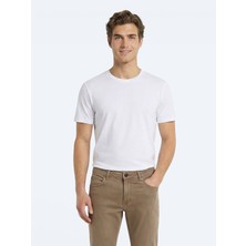 Kip Beyaz Düz %100 Pamuk T-Shirt