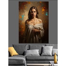 Artmeg Beyaz Elbiseli Zarif Kadın Dekoratif Kanvas - Mdf Ahşap Tablo