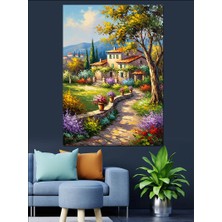 Artmeg Lavanta Tarlası ve Taş Ev Dekoratif Kanvas - Mdf Ahşap Tablo