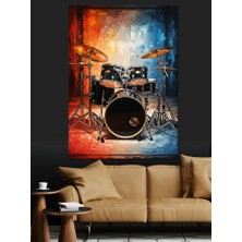 Artmeg Rock Davul Seti Sahne Dekoratif Kanvas - Mdf Ahşap Tablo