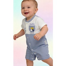 Efilix Erkek Bebek Yazlık Tulum Çıtçıtlı Cep Detaylı Sevimli Köpek Temalı(3-6-9 Ay)