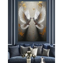 Artmeg Iki Beyaz Güvercin Tablosu Dekoratif Kanvas - Mdf Ahşap Tablo