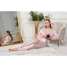 EXCLUSIVE Kadın Büstiyerli Pijama Takımı Pudra Renk Özel Tasarım Anti Alerjenik Kumaş