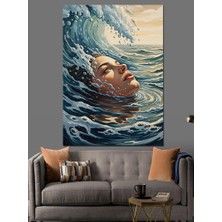 Artmeg Dalgalar Arasında Kadın Yüzü Dekoratif Kanvas - Mdf Ahşap Tablo