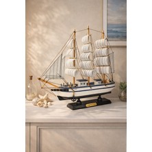 Home Dekor Hediye Dekoratif Premium Ahşap El Yapımı Yelkenli Gemi Maketi Masa Üstü Biblo Hediyelik 33 x 33 cm 531-F