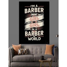 Artmeg Berber Dükkanı Temalı Yazı Dekoratif Kanvas - Mdf Ahşap Tablo