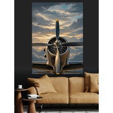 Artmeg Bulutların Üstünde Giden Uçak Motoru Dekoratif Kanvas - Mdf Ahşap Tablo