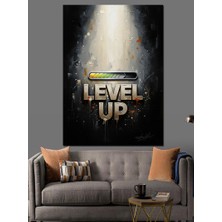 Artmeg "level Up" Oyun Temalı Işıklı Yazı Dekoratif Kanvas - Mdf Ahşap Tablo