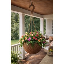 Binbirreyon Askılı Saksı Rattan Görünümlü Plastik Saksı 26CM Çap AH164