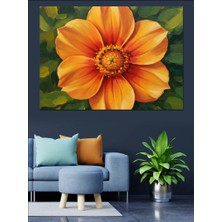Artmeg Turuncu Renkli Büyük Çiçek Yakın Çekim Dekoratif Kanvas - Mdf Ahşap Tablo