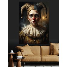 Artmeg Hüzünlü ve Makyajlı Palyaço Portresi Dekoratif Kanvas - Mdf Ahşap Tablo
